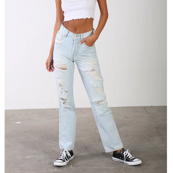 Revice Denim Ex-Boyfriend It's Complicated Light Wash Distressed Jeans - Picture 1 of 6